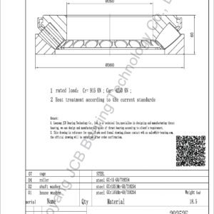 drawing of 29252E spherical roller thrust bearing
