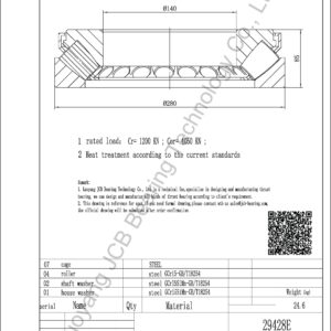 drawing of 29428E spherical roller thrust bearing